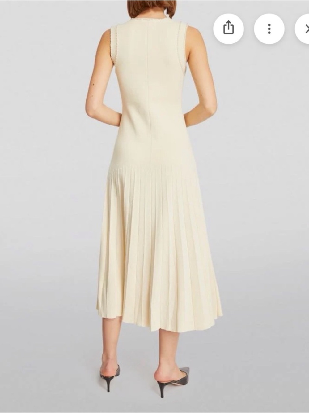 Sandro Cream Sleeveless Pleated-Panel Midi Dress - Picture 3 of 6